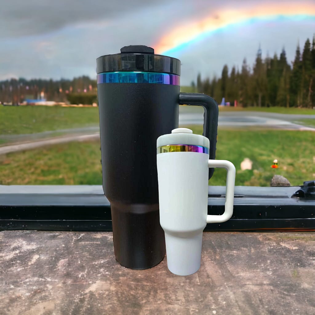 40oz tumblers with rainbow metallic base