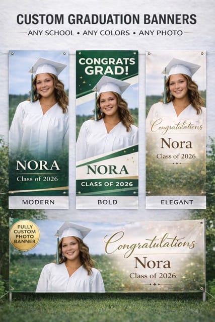 custom graduation banner with photo and name personalized class of 2026 graduation banner large custom graduation banner for party photo banner for graduation party decorations custom school color graduation banner with picture