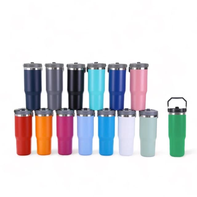 30oz Flip Top Tumbler with Handle Stainless