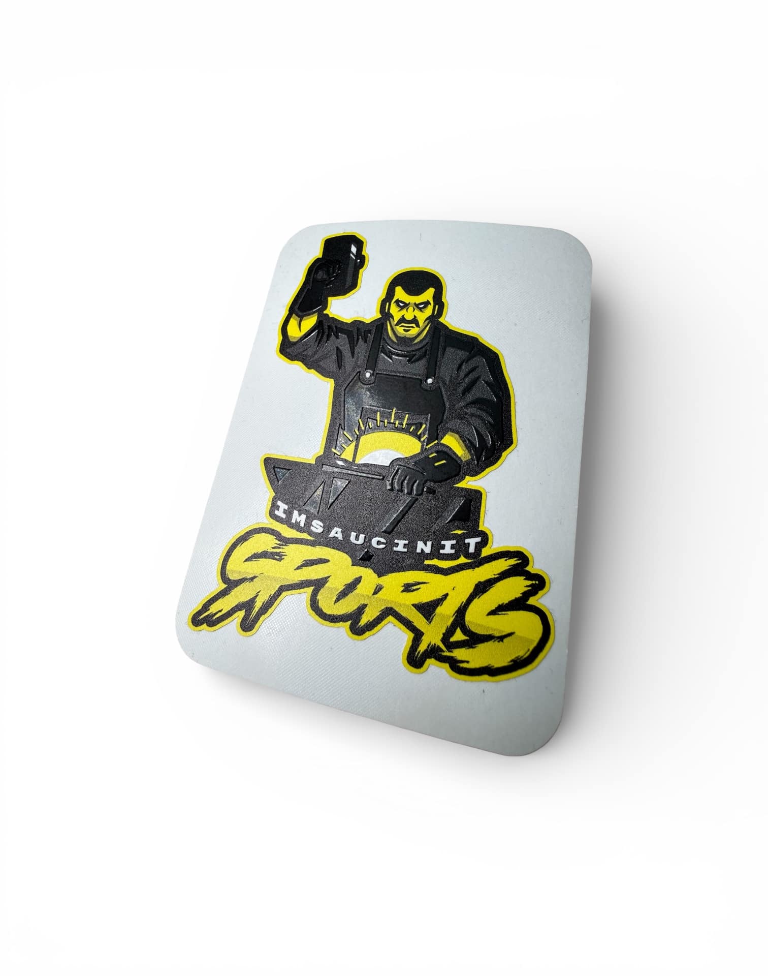 spot gloss on a sticker shown at an angle to reflect the light