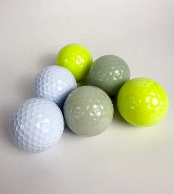 white, neon yellow glow, green glow golf balls
