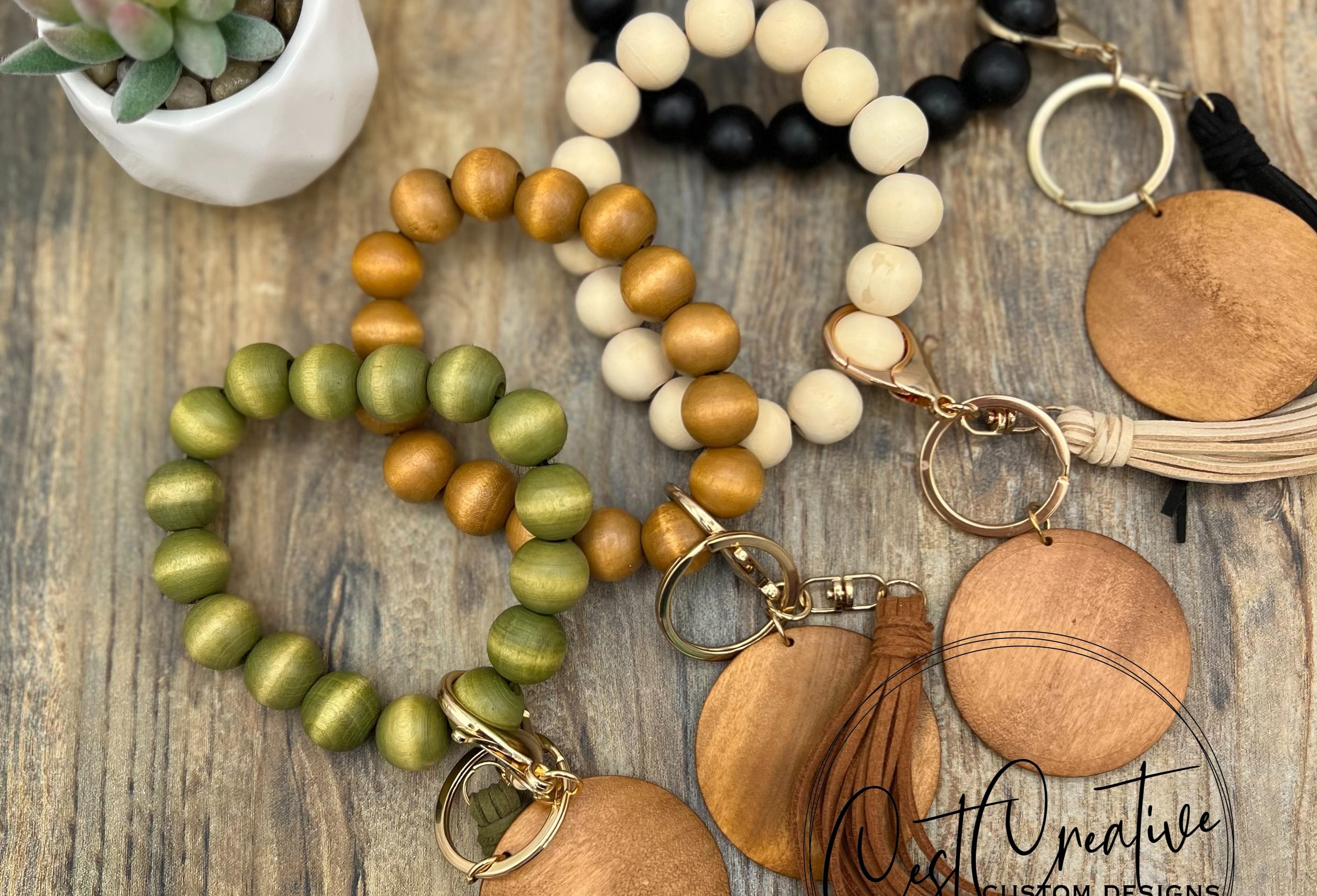 Wood bead wristlets